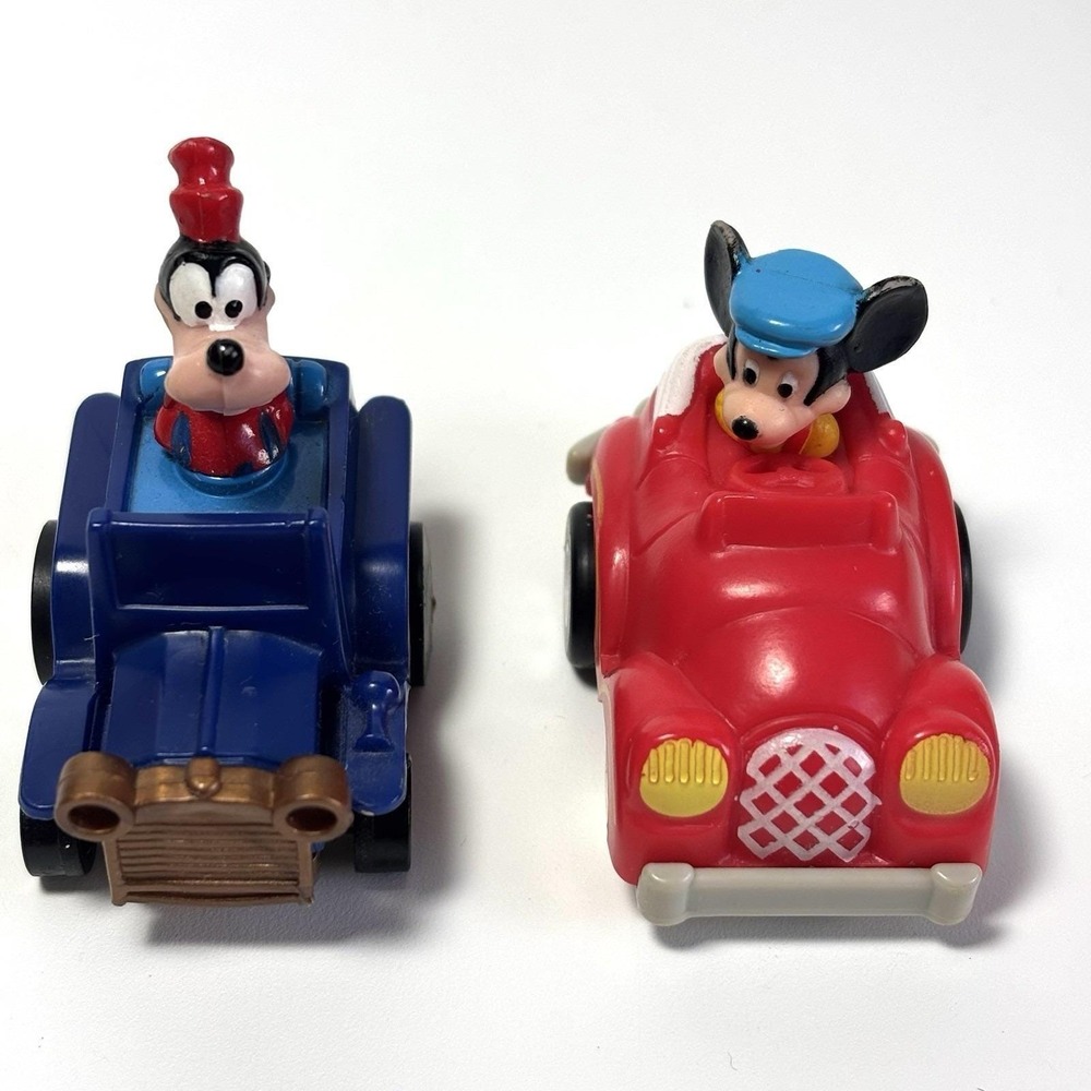 Vintage 1988 Disney Mickey & Goofy Pull Back Racers McDonald's Toys Set of 2